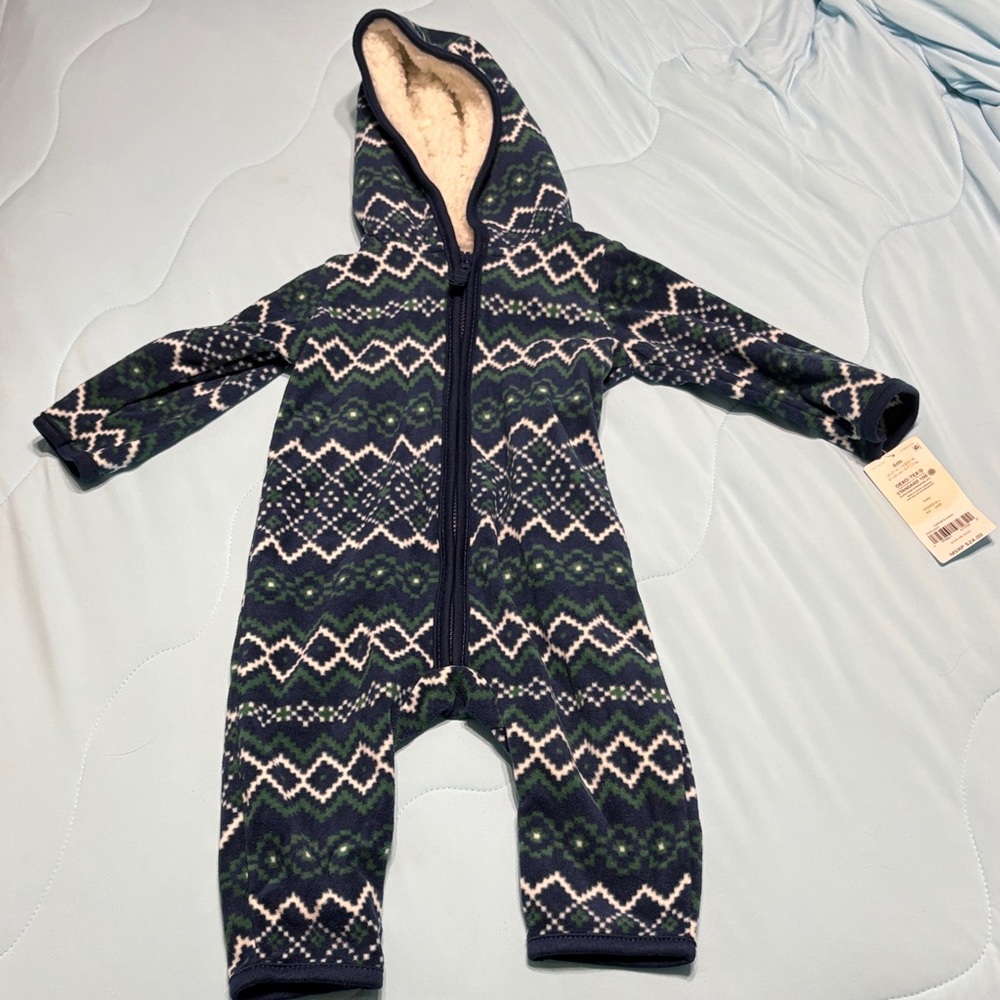 Carter's Navy and White Patterned Footie